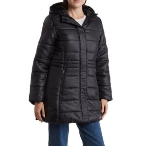 Spyder Women's Black Yara Faux Fur Lined Puffer Hooded Winter  Jacket Size Large
